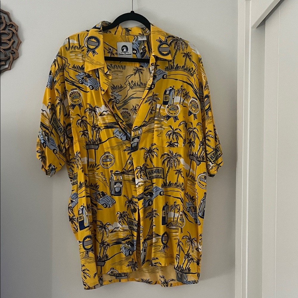 Ocean Current Yellow Tropical Print Men's Shirt